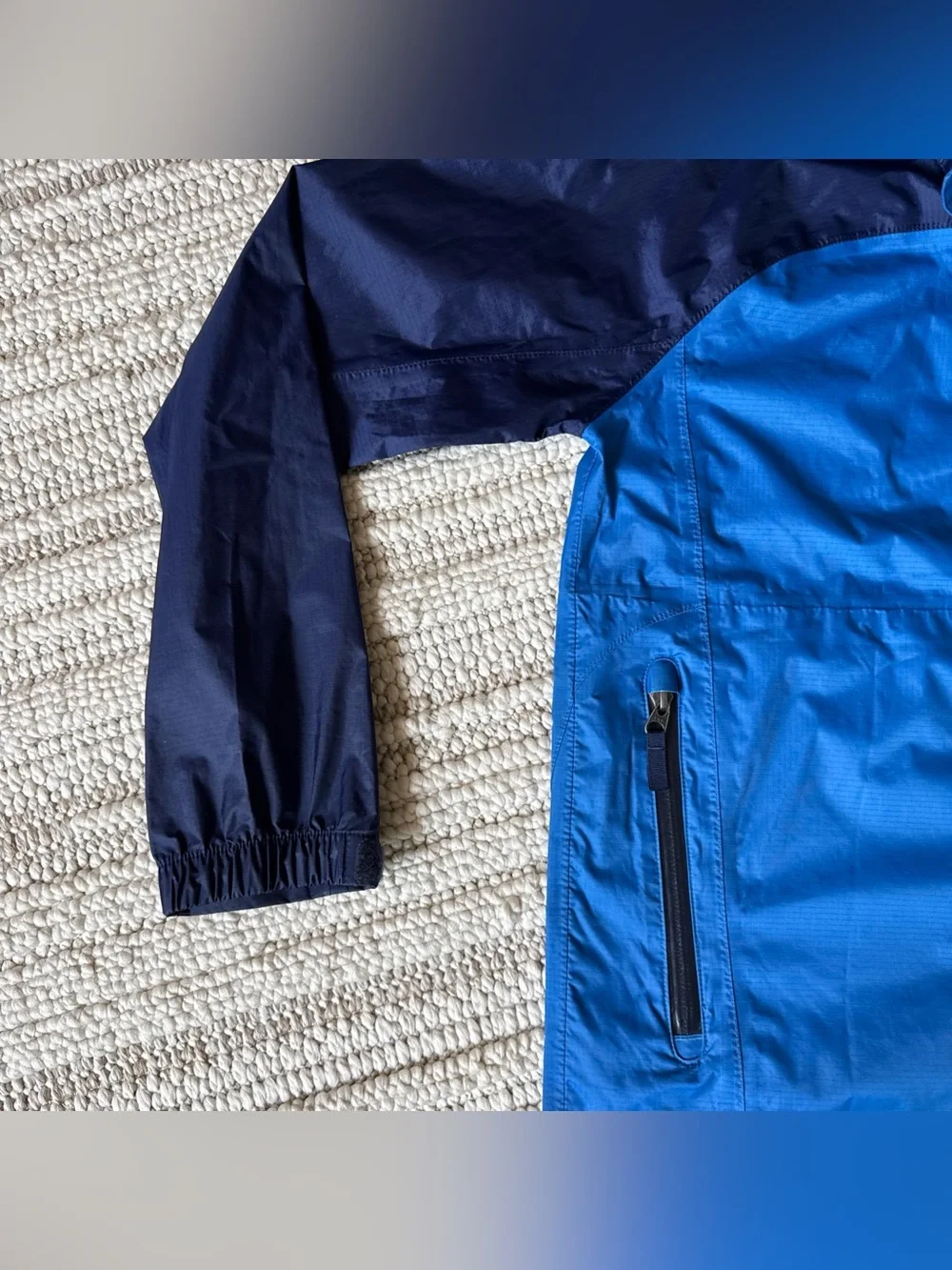 REI Co-Op Rain Jacket Kids Sz L (14-16) Blue Youth Windbreaker Outdoor Hiking
